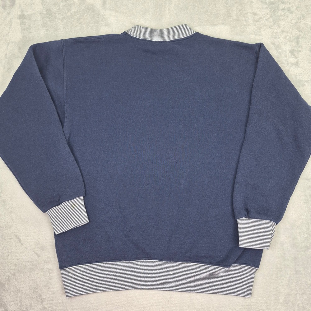 Vintage Michigan Wolverines Sweatshirt Navy Blue Mock Neck Striped Made in USA - Picture 11 of 12